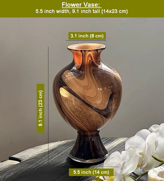 Vintage Glass Flower Vases, Water Holding Flower Vases, Handmade Glass Bud Vases, Flower Vases on Table-Paintingforhome