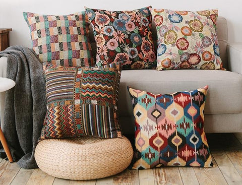 Large Decorative Throw Pillows, Bohemian Decorative Sofa Pillows, Geometric Pattern Chenille Throw Pillow for Living Room-Paintingforhome
