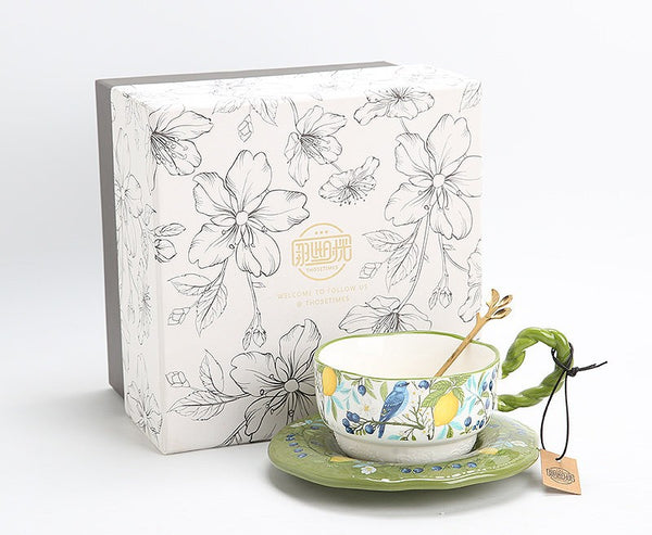 Porcelain Tea Cup and Saucer Set, Ceramic Coffee Cups in Gift Box, British Afternoon Tea Cups Tea Cup and Saucer Set-Paintingforhome