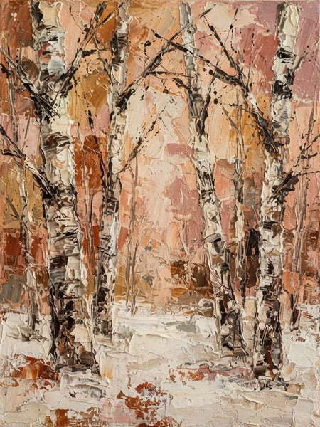 Winter Birch Tree Painting, Original Landscape Paintings, Small Canvas Wall Art Paintings, Original Artwork for Sale, Hand Painted Canvas Art