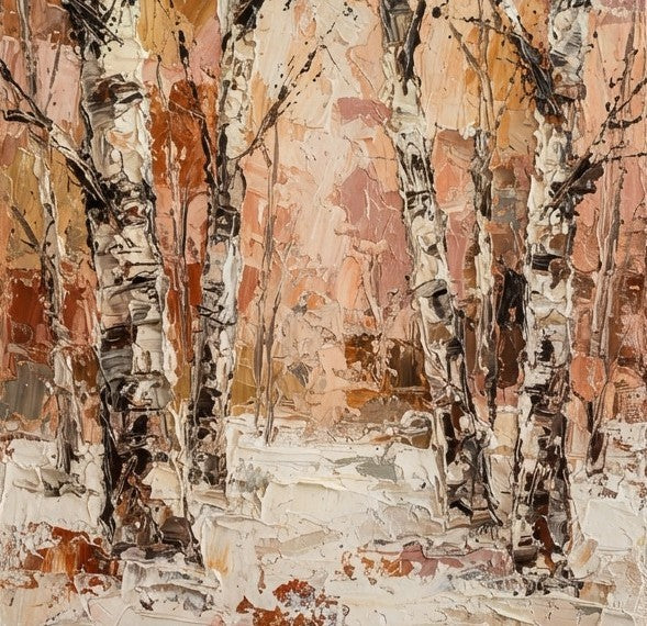 Winter Birch Tree Painting, Original Landscape Paintings, Small Canvas Wall Art Paintings, Original Artwork for Sale, Hand Painted Canvas Art