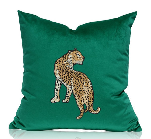 Modern Sofa Pillows, Green Decorative Pillows for Living Room, Contemporary Throw Pillows, Cheetah Decorative Cushion-Paintingforhome