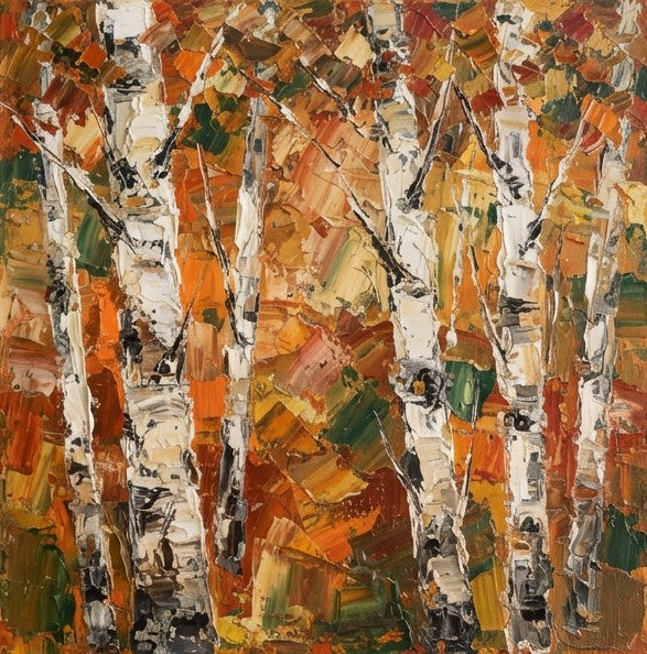 Original Landscape Paintings, Autumn Birch Tree Painting, Hand Painted Canvas Art, Original Canvas Paintings