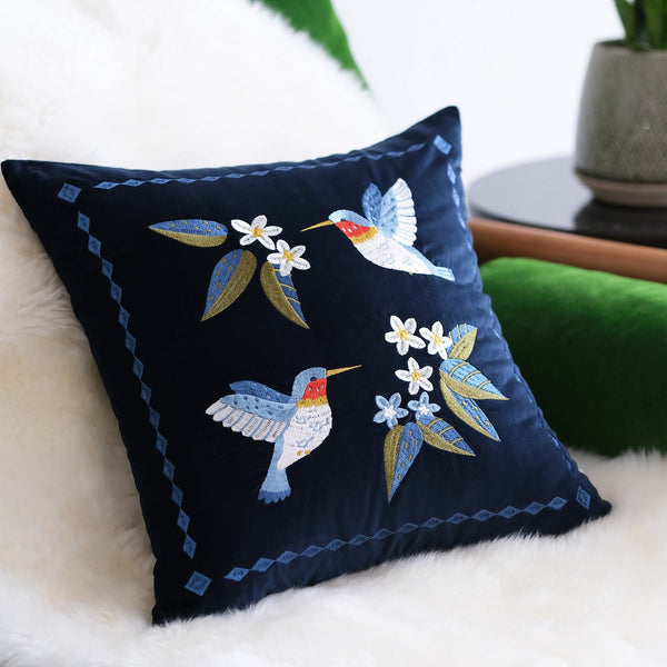 Decorative Pillow Arrangement Ideas for Couch, Vintage Decorative Pillows, Embroidered Birds Cushion, Decorative Pillows for Couch, Modern Throw Pillows for Bedroom-Paintingforhome