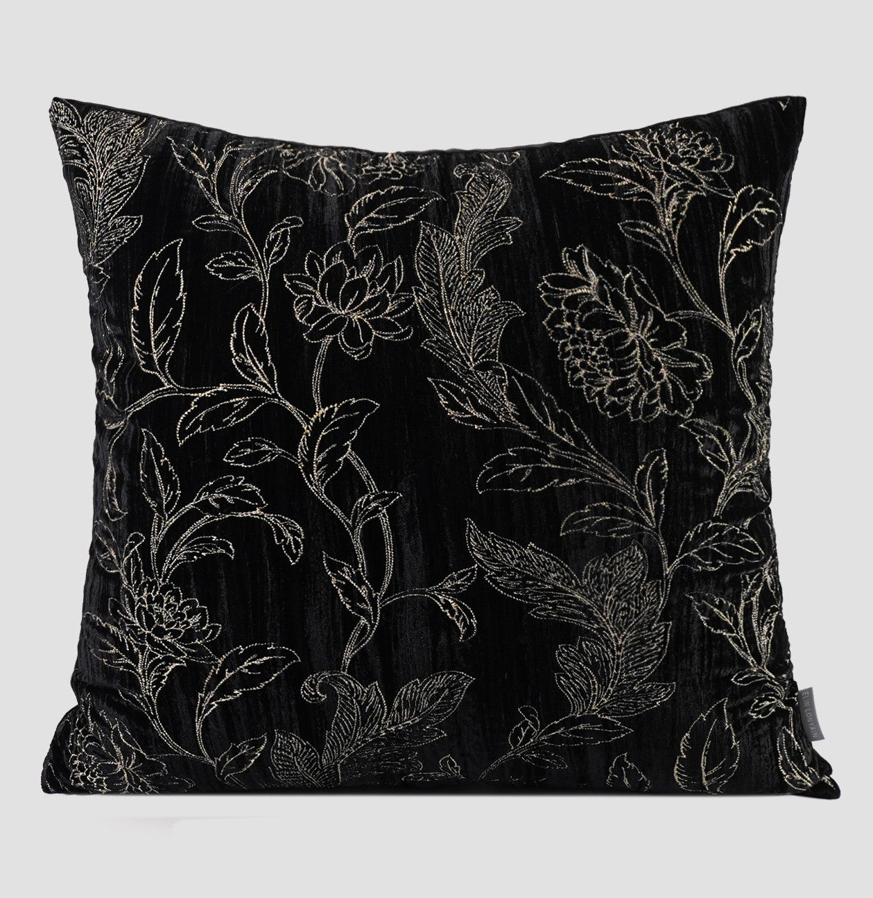 Contemporary Modern Sofa Pillows, Black Embroidery Flower Pattern Pillows for Couch, Decorative Throw Pillows for Bedroom, Large Modern Sofa Pillow for Dining Room-Paintingforhome