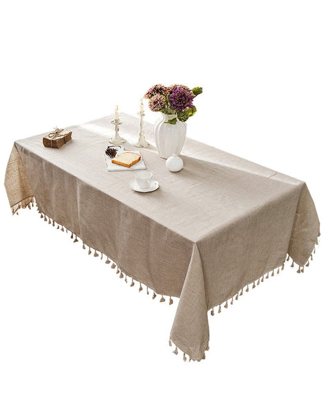 Simple Linen Rectangle Table Cover for Dining Room Table, Large Brown Tablecloth for Home Decoration, Modern Table Cloth, Square Tablecloth for Round Table-Paintingforhome