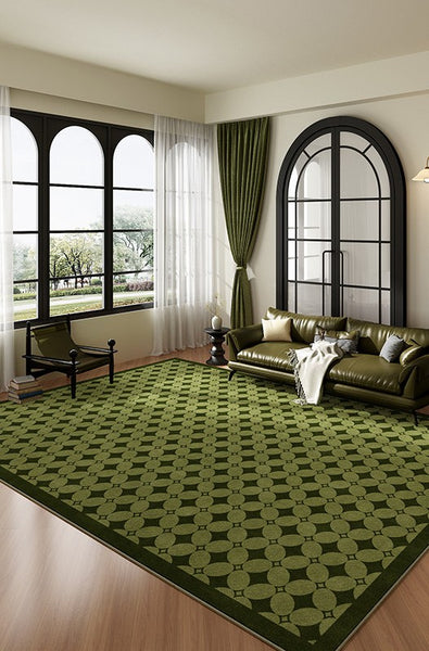 Mid Century Modern Rugs, Green Absract Rugs for Bedroom, Contemporary Modern Rugs for Living Room, Minimalist Geometric Rugs for Living Room-Paintingforhome