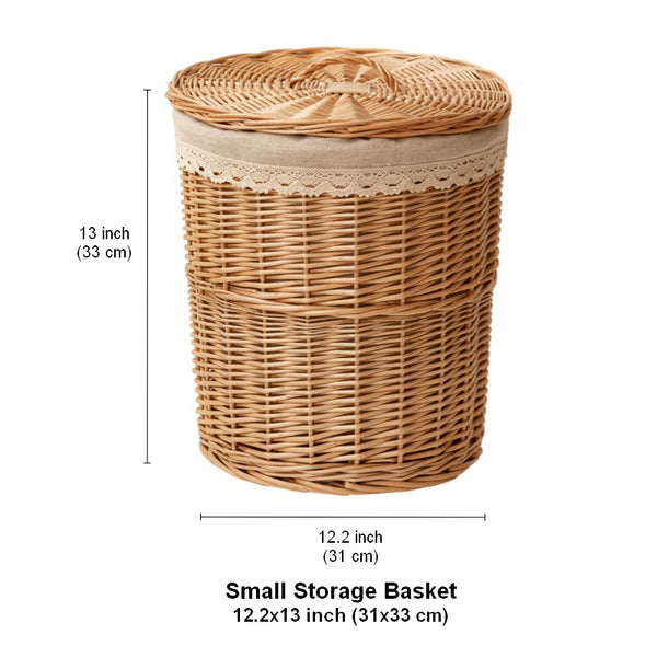 Hand-woven Wicker Storage Basket for Clothes, Large Round Storage Basket for Clothes, Willow Weaving Baskets for Clothes, Extra Large Kitchen Storage Baskets-Paintingforhome