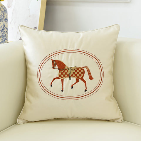 Horse Decorative Throw Pillows for Couch, Modern Decorative Throw Pillows, Embroider Horse Pillow Covers, Modern Sofa Decorative Pillows-Paintingforhome