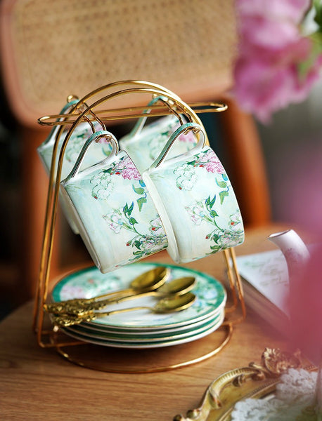 Luxury Tea Cup Set, Elegant Coffee Cup, Porcelain Tea Saucer, Ceramic Tea Cup Set, British Tea Cup Set-Paintingforhome