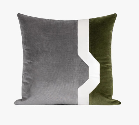 Modern Sofa Throw Pillows, Large Decorative Throw Pillows for Couch, Grey Green Abstract Contemporary Throw Pillow for Living Room-Paintingforhome