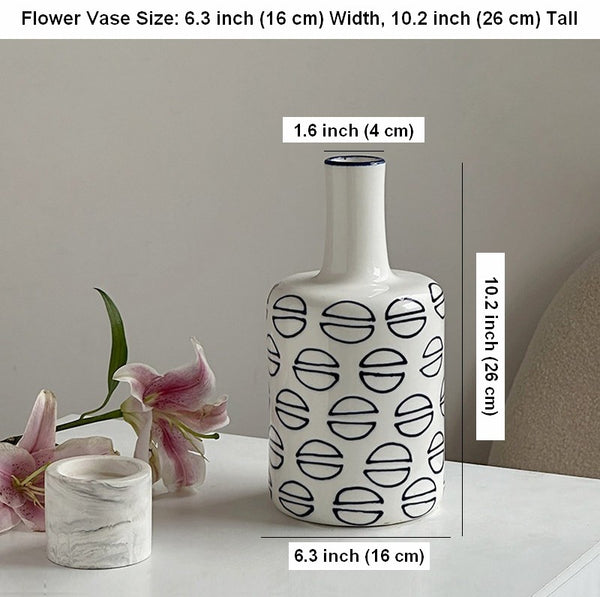 Modern Porcelain Flower Vases, Water Holding Flower Vases, Ceramic Bud Vases, Centerpiece for Dining Table, Small Flower Vases on Table-Paintingforhome