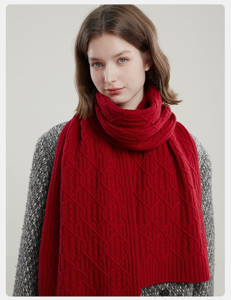 Cold Weather Scarf, Casual Scarf for Women, Fashion Designer Scarf, Red Winter Scarf, Modern Wool Scarf for Women, Soft Cashmere Scarf for Women-Paintingforhome