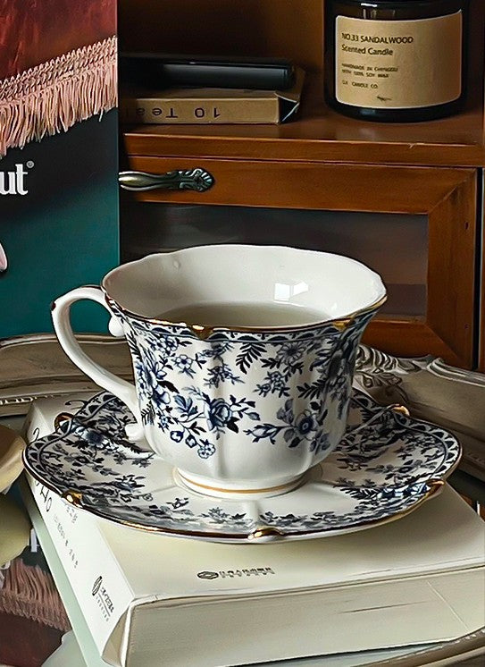 French Style China Porcelain Tea Cup Saucer Set, 7.8 oz Tea Cup and Sa –  Paintingforhome