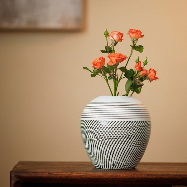 Centerpiece on Dining Table, Large Flower Vase on Table, Pottery Flower Vases Urn, Modern Bouquet Flower Vases, Handmade Water Holding Flower Vases-Paintingforhome