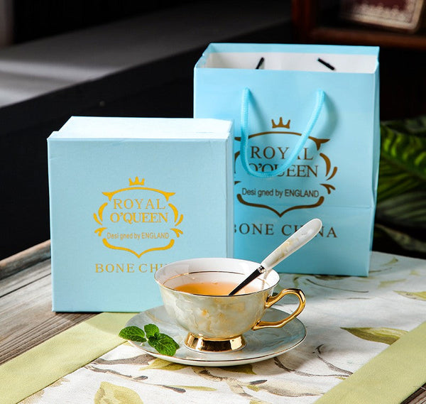 Elegant Ceramic Coffee Cups, Unique Tea Cups and Saucers in Gift Box as Birthday Gift, Beautiful British Tea Cups, Royal Bone China Porcelain Tea Cup Set-Paintingforhome