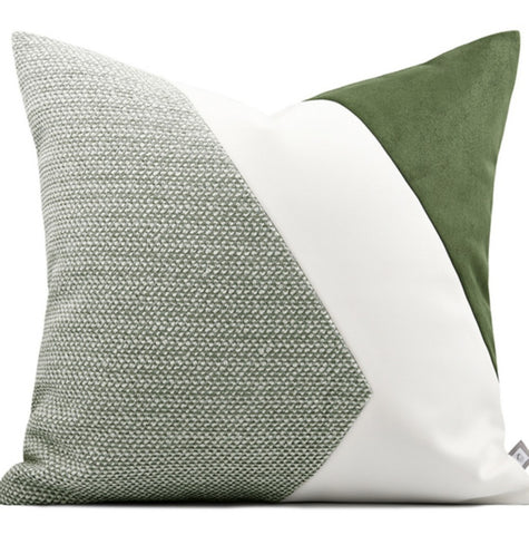 Green White Modern Pillows for Couch, Abstract Decorative Throw Pillows for Living Room, Large Modern Sofa Cushion, Decorative Pillow Covers-Paintingforhome