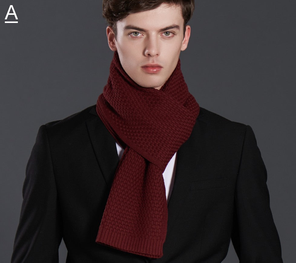 Simple Business Formal Men Scarf Styles, Red Thick Wool Scarf, Wool Scarf for Gentleman, Men's Winter Scarf, Casual Scarf Men, Men's Wool Scarf Winter, Fashion Scarf-Paintingforhome