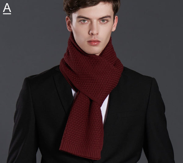 Simple Business Formal Men Scarf Styles, Red Thick Wool Scarf, Wool Scarf for Gentleman, Men's Winter Scarf, Casual Scarf Men, Men's Wool Scarf Winter, Fashion Scarf-Paintingforhome