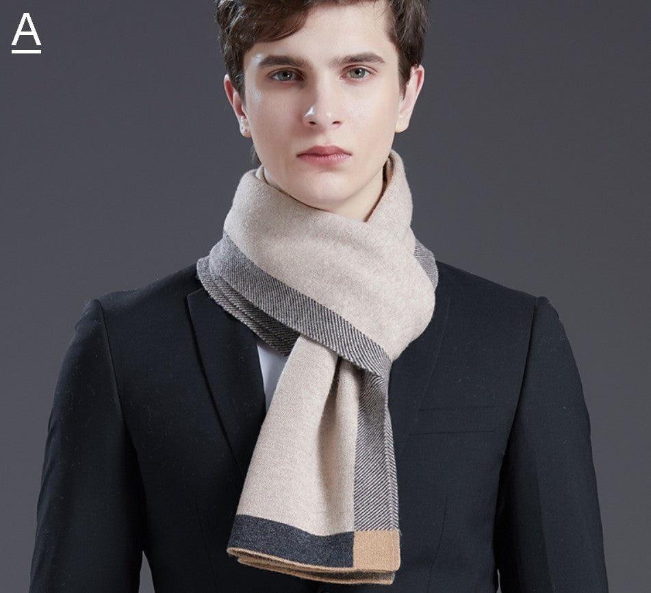 Beige Business Formal Men Scarf Styles, Gray Thick Wool Scarf, Wool Scarf for Gentleman, Men's Winter Scarf, Casual Scarf Men, Men's Wool Scarf Winter, Red Fashion Scarf-Paintingforhome