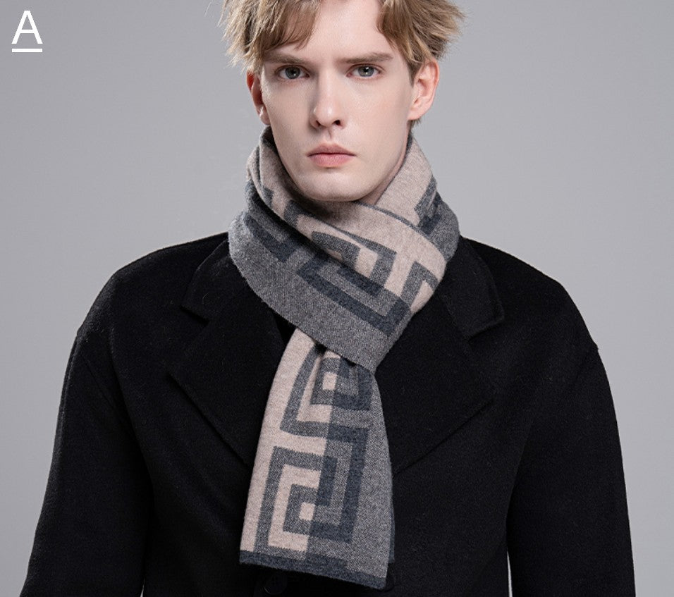 Gray Thick Wool Scarf, Black Business Formal Men Scarf Styles, Wool Scarf for Gentleman, Men's Winter Scarf, Casual Scarf Men, Men's Wool Scarf Winter, Red Fashion Scarf-Paintingforhome