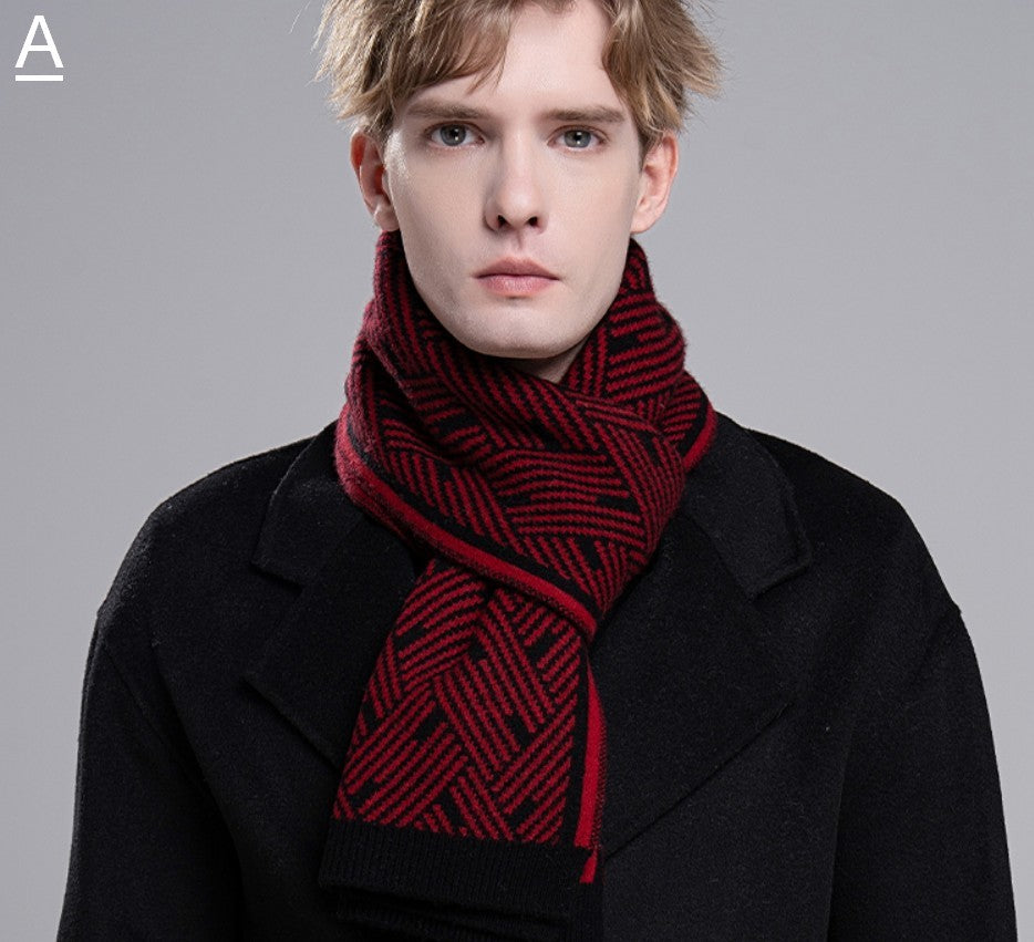 Gray Wool Scarf for Gentleman, Red Thick Wool Scarf, Business Formal Men Scarf Styles, Men's Winter Scarf, Casual Scarf Men, Men's Wool Scarf Winter, Fashion Scarf-Paintingforhome