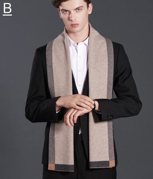 Fashion Scarf, Simple Business Formal Men Scarf Styles, Beige Thick Wool Scarf, Wool Scarf for Gentleman, Men's Winter Scarf, Casual Scarf Men, Men's Wool Scarf Winter-Paintingforhome