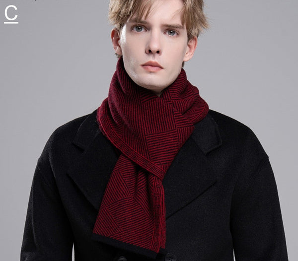 Thick Wool Scarf, Business Wool Scarf for Gentleman, Men's Winter Scarf, Formal Men Scarf Styles, Black Gray Fashion Scarf, Red Casual Scarf Men, Men's Wool Scarf Winter-Paintingforhome