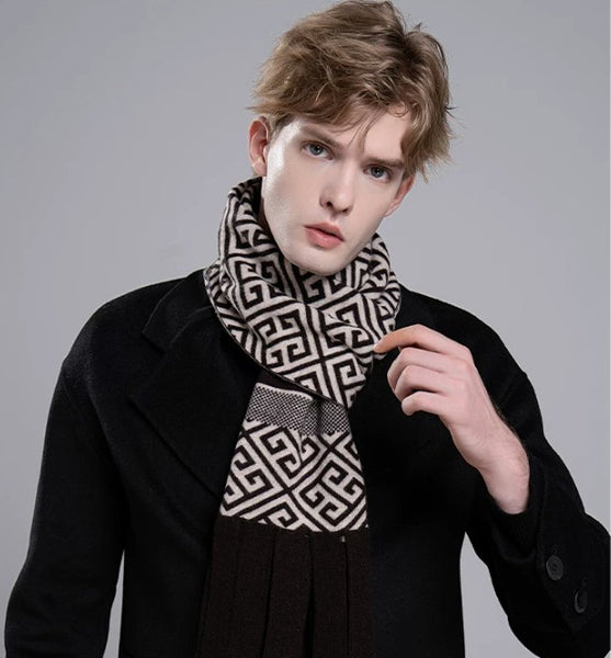Modern Casual Scarf Men, Formal Men Scarf Styles, Men's Wool Scarf Winter, Men's Winter Scarf, Thick Wool Scarf for Men, Business Wool Scarf for Gentleman