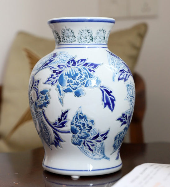 Porcelain Flower Vases, Centerpiece Ceramic Bouquet Vases, Handmade Flower Vase, Vintage Flower Vases on Dining Table-Paintingforhome