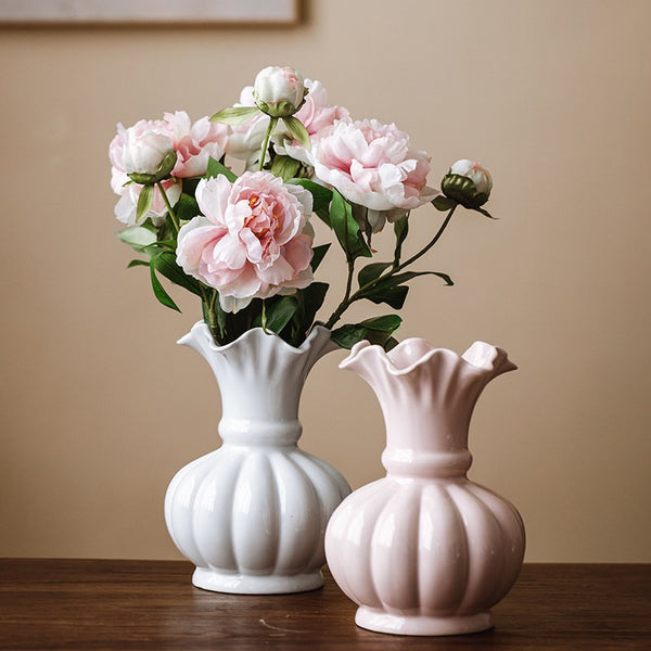 Handmade Water Holding Flower Vase, Ceramic Bud Vases, Small Flower Vases on Table, Rustic Porcelain Flower Vases-Paintingforhome