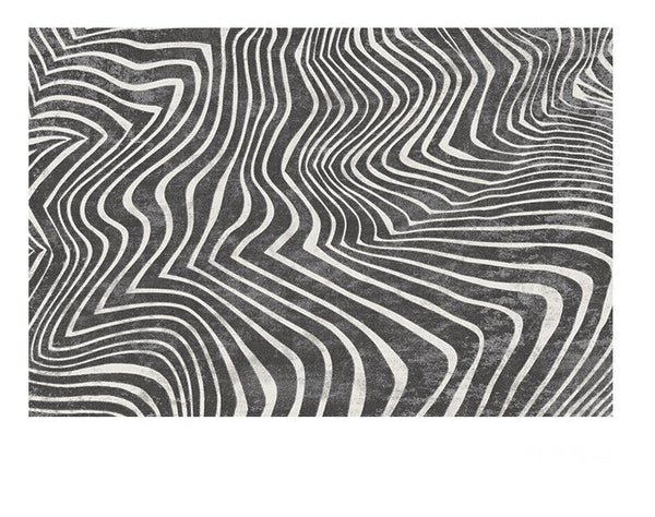 Mid Century Area Rugs for Living Room, Black Stripe Area Rugs under Sofa, Abstract Contemporary Rugs for Bedroom, Modern Carpets for Office, Dining Room Floor Rugs-Paintingforhome
