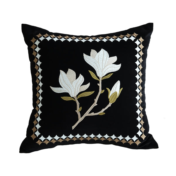 Decorative Pillow Arrangement Ideas for Couch, Magnolia Embroidered Cushion, Large Decorative Pillows for Couch, Modern Throw Pillows for Bedroom, Living Room Decorative Pillows-Paintingforhome