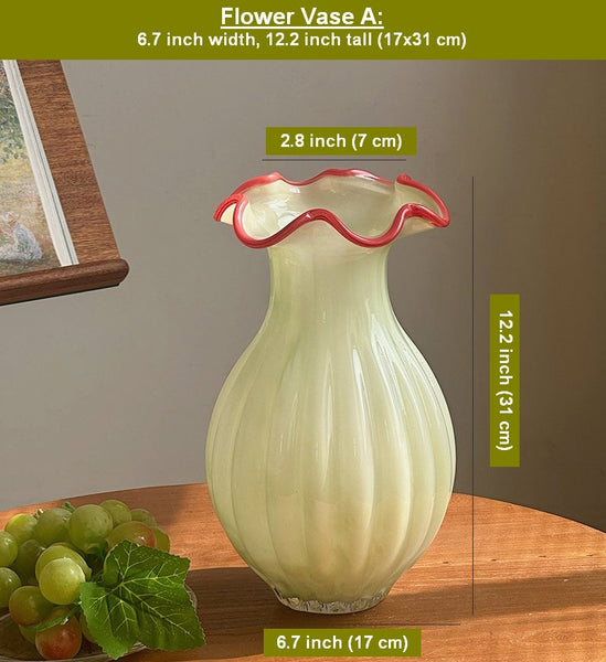 French Vintage Glass Flower Vases, Glass Bud Vases, Flower Vases on Table, Handmade Water Holding Flower Vases-Paintingforhome