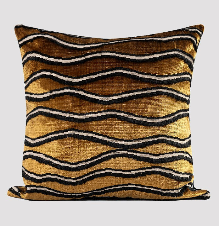 Golden Contemporary Pillows, Abstract Decorative Throw Pillows, Square Modern Throw Pillows for Couch, Large Simple Throw Pillow for Interior Design-Paintingforhome