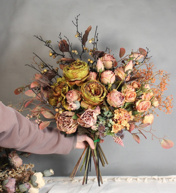 Beautiful Peony Rose Flowers Arrangement Interior Design, Large Faux S ...