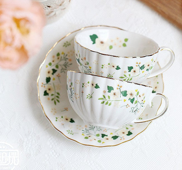 Unique Ceramic Coffee Cups, Creative Bone China Porcelain Tea Cup Set, Traditional English Tea Cups and Saucers, Afternoon British Tea Cups-Paintingforhome