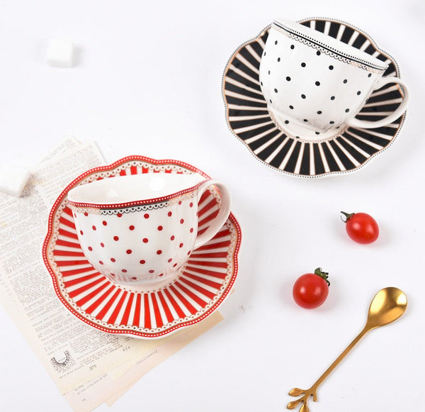 Creative Porcelain Tea Cup Saucer Set, Elegant Modern Ceramic Coffee Cups, Unique Porcelain Cup and Saucer, Afternoon British Tea Cups-Paintingforhome