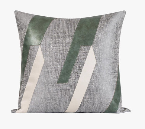 Grey Green Abstract Contemporary Throw Pillow for Living Room, Decorative Throw Pillows for Couch, Large Modern Sofa Throw Pillows-Paintingforhome