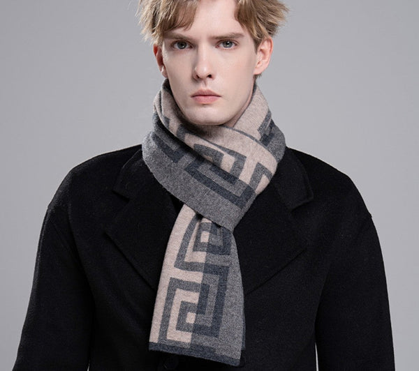 Wool Scarf for Gentleman, Gray Thick Wool Scarf, Black Business Formal Men Scarf Styles, Men's Winter Scarf, Casual Scarf Men, Men's Wool Scarf Winter, Red Fashion Scarf-Paintingforhome