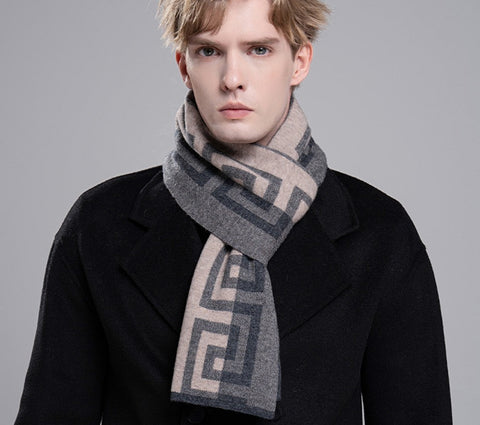 Wool Scarf for Gentleman, Gray Thick Wool Scarf, Black Business Formal Men Scarf Styles, Men's Winter Scarf, Casual Scarf Men, Men's Wool Scarf Winter, Red Fashion Scarf-Paintingforhome