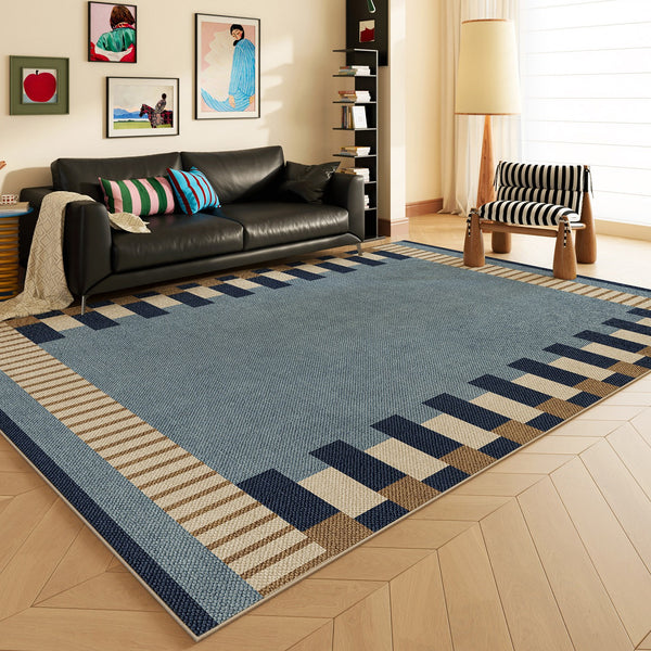 Geometric Modern Area Rugs, Modern Living Room Rug Ideas, Mid Century Contemporary Rugs, Blue Modern Rugs for Dining Room-Paintingforhome