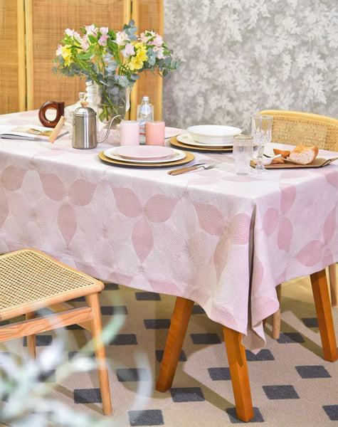 Simple Contemporary Pink Cotton Tablecloth, Square Tablecloth for Round Table,Large Rectangle Table Covers for Dining Room Table, Modern Table Cloths for Kitchen-Paintingforhome