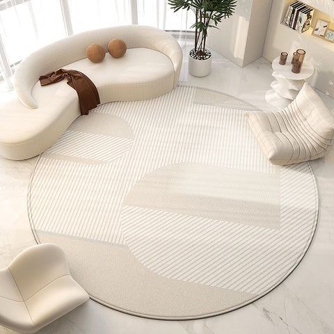 Bedroom Modern Round Rugs, Circular Modern Rugs under Chairs, Dining Room Contemporary Round Rugs, Geometric Modern Rug Ideas for Living Room-Paintingforhome