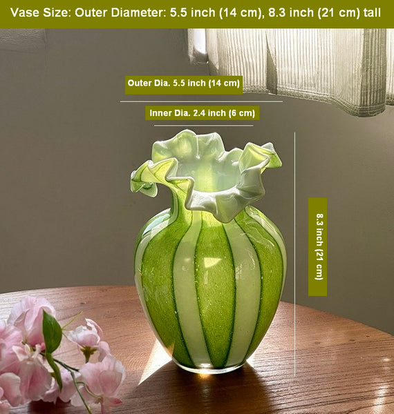 Modern Glass Flower Vases, Green Glass Flower Vases, Bud Vases, Water Holding Flower Vases, Handmade Flower Vases on Table-Paintingforhome