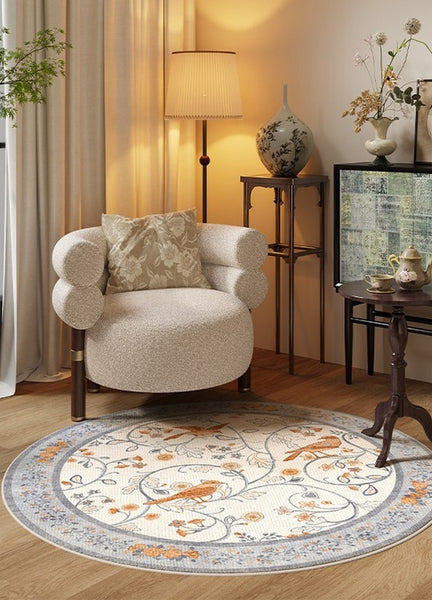 Dining Room Contemporary Round Rugs, Bedroom Modern Round Rugs, Modern Rug Ideas for Living Room, Circular Modern Rugs under Chairs-Paintingforhome