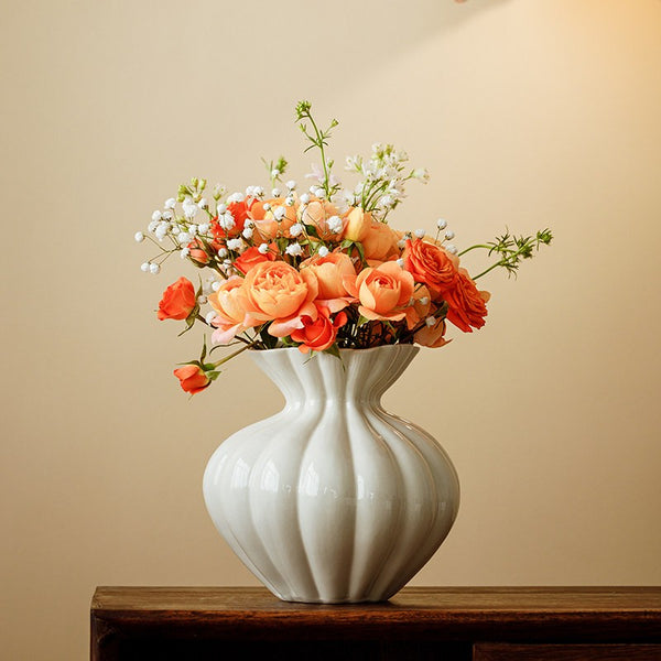 Handmade Water Holding Flower Vases, Modern Flower Vase Centerpiece on Table, Porcelain Flower Vases, Ceramic Bouquet Vases-Paintingforhome