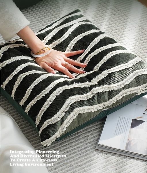 Large Simple Throw Pillow for Bedroom, Contemporary Pillows, Abstract Decorative Throw Pillows, Green Square Modern Throw Pillows for Couch-Paintingforhome