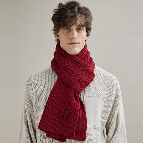 Business Wool Scarf for Gentleman, Casual Scarf Men, Men's Wool Scarf Winter, Thick Wool Scarf, Men's Winter Scarf, Formal Men Scarf Styles, Red Fashion Scarf-Paintingforhome