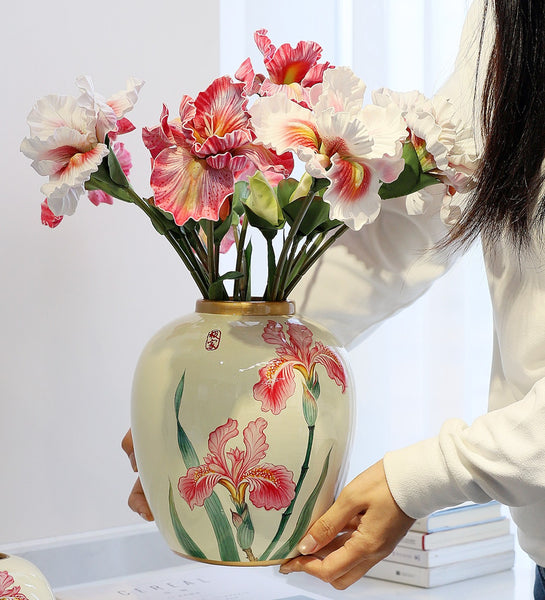 Large Flower Vases on Dining Table, Porcelain Flower Vases, Centerpiece Ceramic Bouquet Vases, Handmade Modern Flower Vase-Paintingforhome